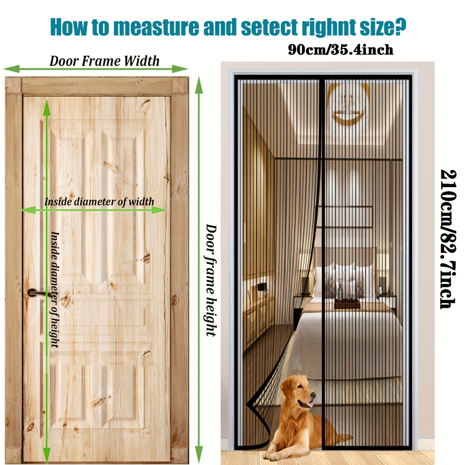 Image of Magnetic Mesh Fly Screen Door - Automatic Closing, Ventilated Summer Bug Protection For Windows And Doors, Pet-, With