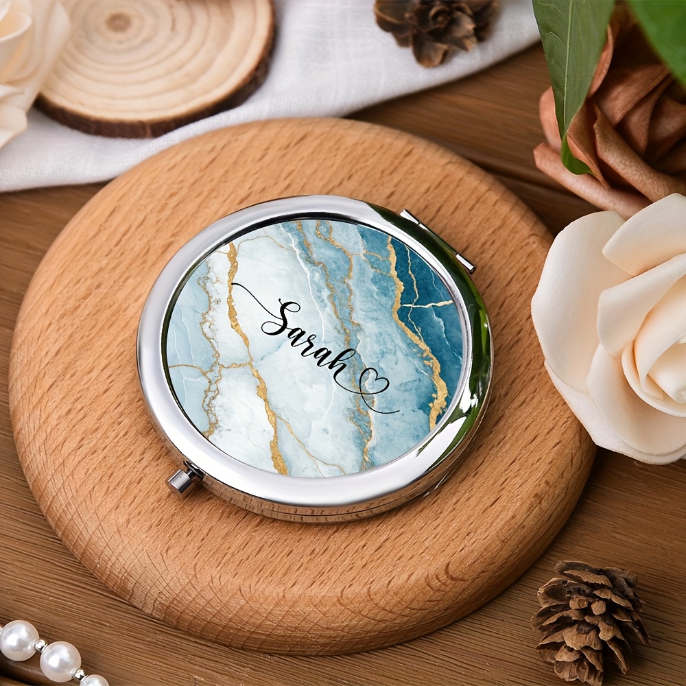 TEMU 1pz Specchietto da Trucco Mini Personalizzato con Motivo e Scatola Regalo Elegante, Specchietto da per Esterno per Donne, Regalo per Ragazze, in