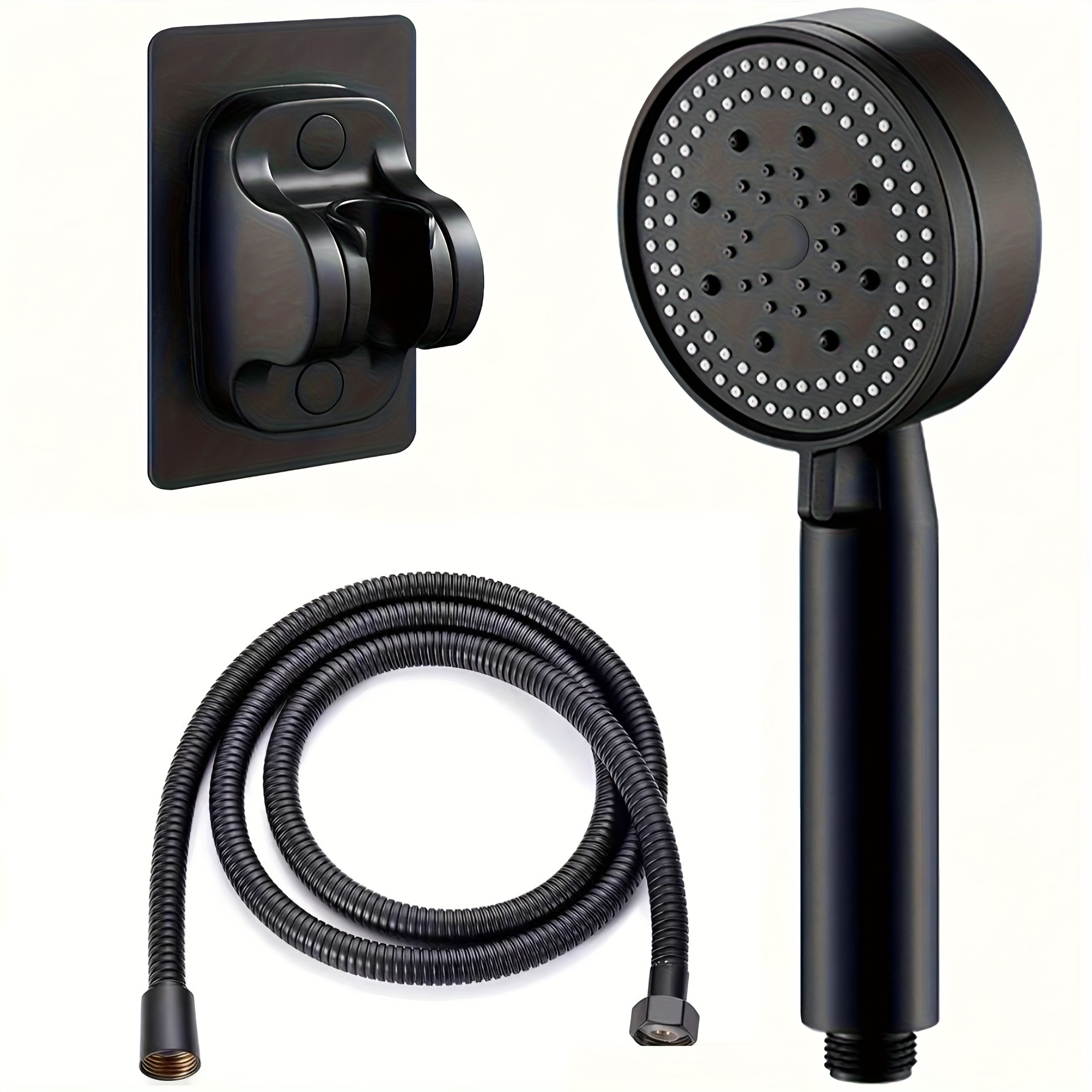 

modern" Universal Stainless Steel Shower Head Hose - Contemporary Black, Wall-mounted, No Power Needed, Splitter Control, Bathroom Accessory