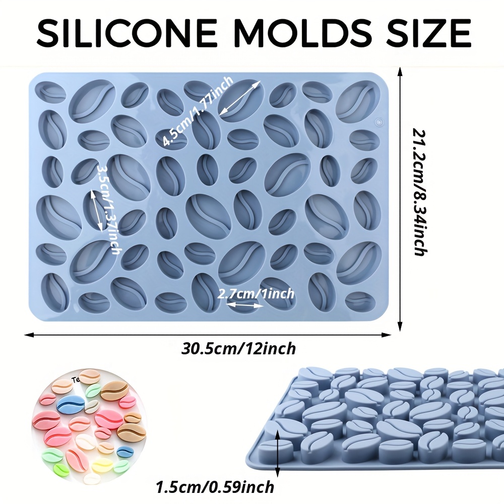 Image of 1 Large Silicone Mold In Of Coffee Beans, A Mold, Chocolate Mold Baking Tool That Used To Make Ice Cubes, Candies, Puddings, Chocolates, , Small Snacks, Etc.