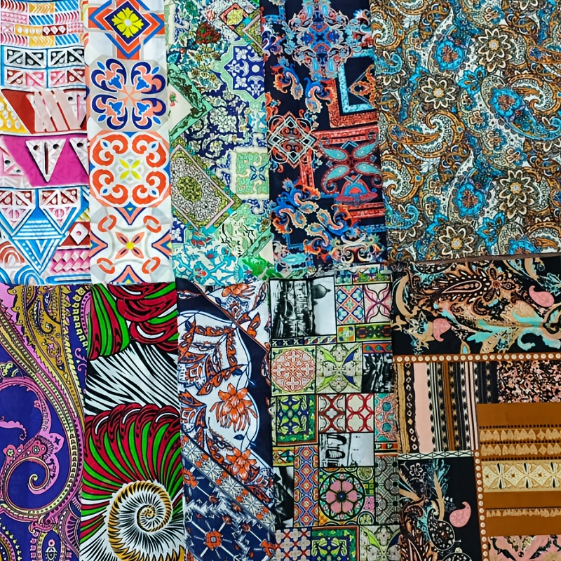 TEMU 10 Large-size Bohemian Style High-quality Squares, 100% Cotton, 17.7*17.7 Inches, Suitable For Sewing, Diy , Handmade Quilt Sewing, Clothing