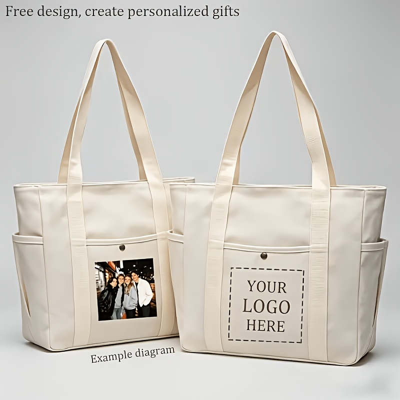 TEMU Women's Custom Photo/logo Personalized Single-shoulder Bag - Large Capacity Crossbody Bag With Zipper Closure, Lightweight Suitable For Work,
