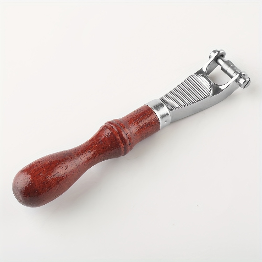 Image of Premium Diy Leather Craft Tool With Handle & Stainless Embossing Plate - Faux Leather Tool Suitable Stitching, Embossing, Leather - Compatible With Faux Leather, No Wheel Included