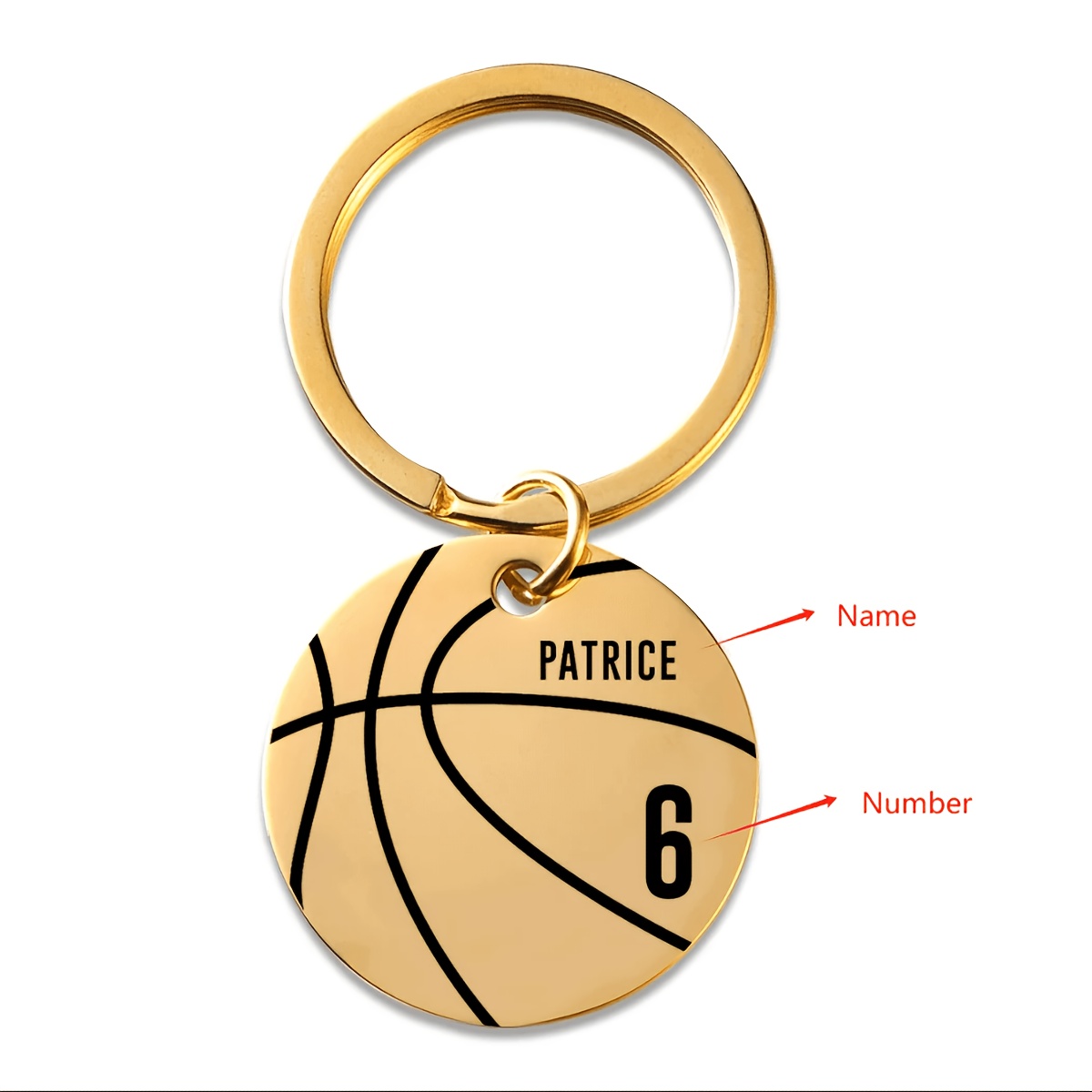 TEMU 1 Personalized Custom Keychain, Personalized Basketball Keychain With Engraved Name, Custom Basketball Keychain With Name + Number, Unisex,