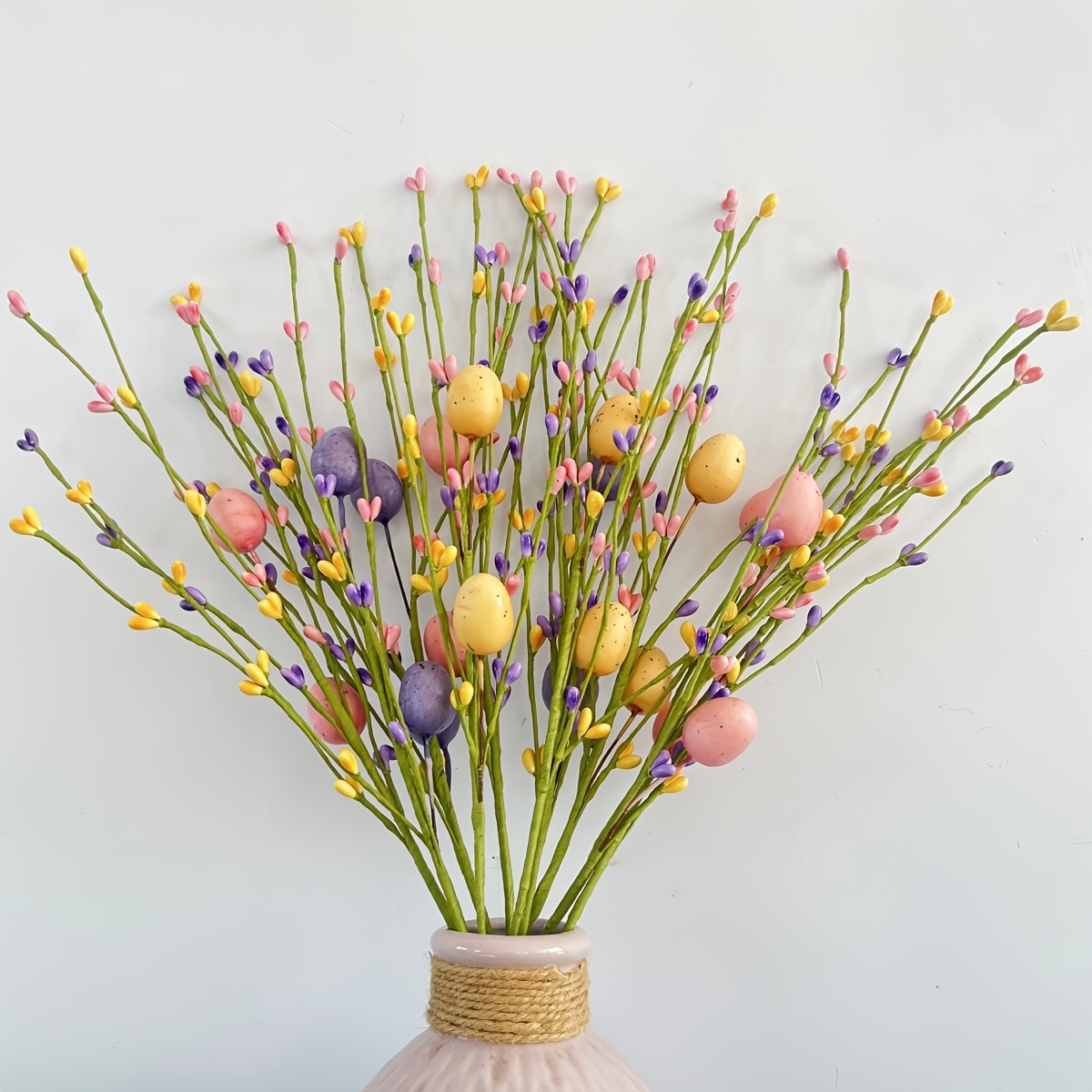 

10-pack Easter Egg Stems, Mixed Color Handcrafted Plastic Berry , Decor For Room Types, Tabletop Floral Accents, And Office Decoration - No Container Included