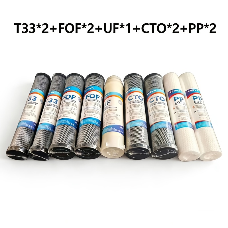 Image of 9pcs Of Household Stainless Steel Five-level , Including Pp/cto/fof/uf/t33 Filters. The Replacement Is Easy And Applicable To The Replacement Of 8-inch Household Water Purifier