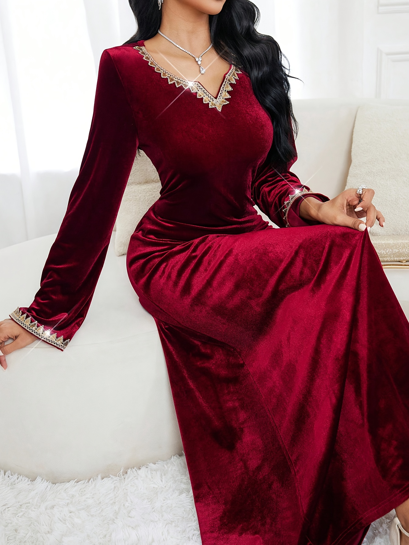 lace maxi prom dress A Line V Neck Beaded Red Lace Long Prom Dresses, Layered Red Lace Form –  jbydress