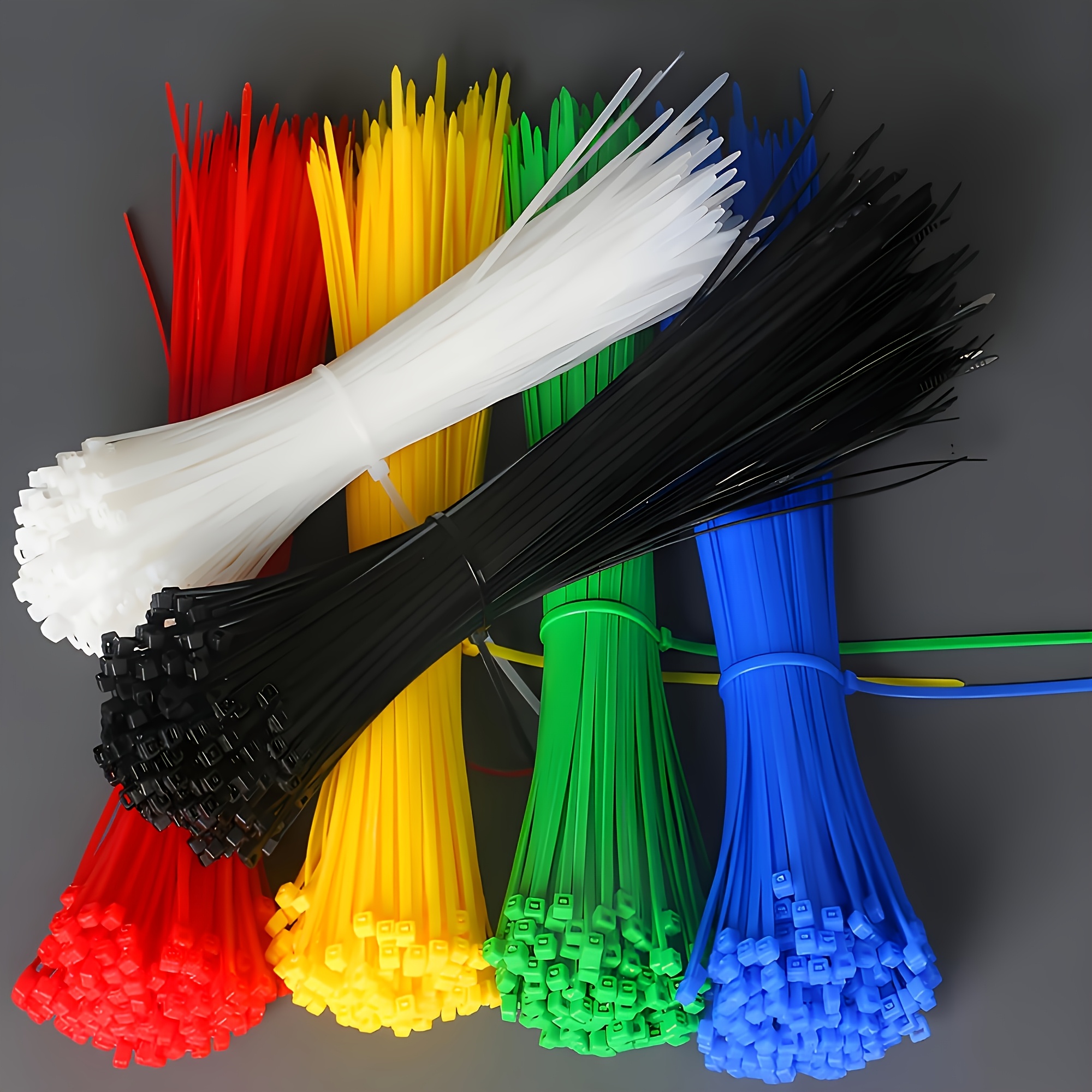 TEMU 99pcs Durable Cable Ties - Uv-resistant Straps, 4-inch Coding (red, Yellow, Green, Blue, Black, White) Random, Ideal For Electrical, Crafts,