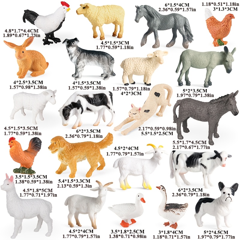 TEMU Set de 21 Mini Modelos de Animales de Granja, con Gallinas, , Gansos, Caballos y en Miniatura, así como Gatos, Perros y Ovejas. como Regalo de