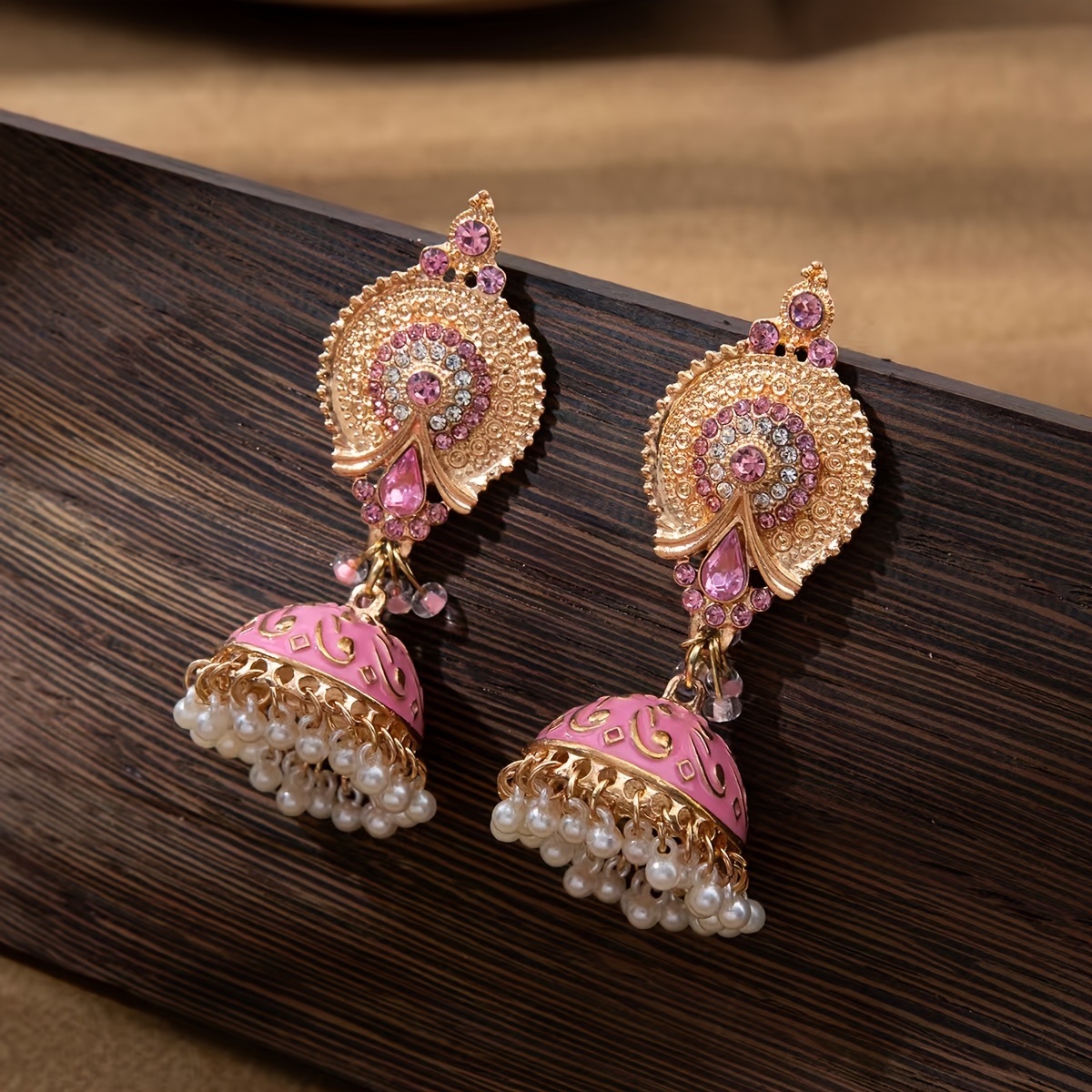 Rhinestone Inlaid Vintage Exquisite Drop Earrings, Bohemian Style