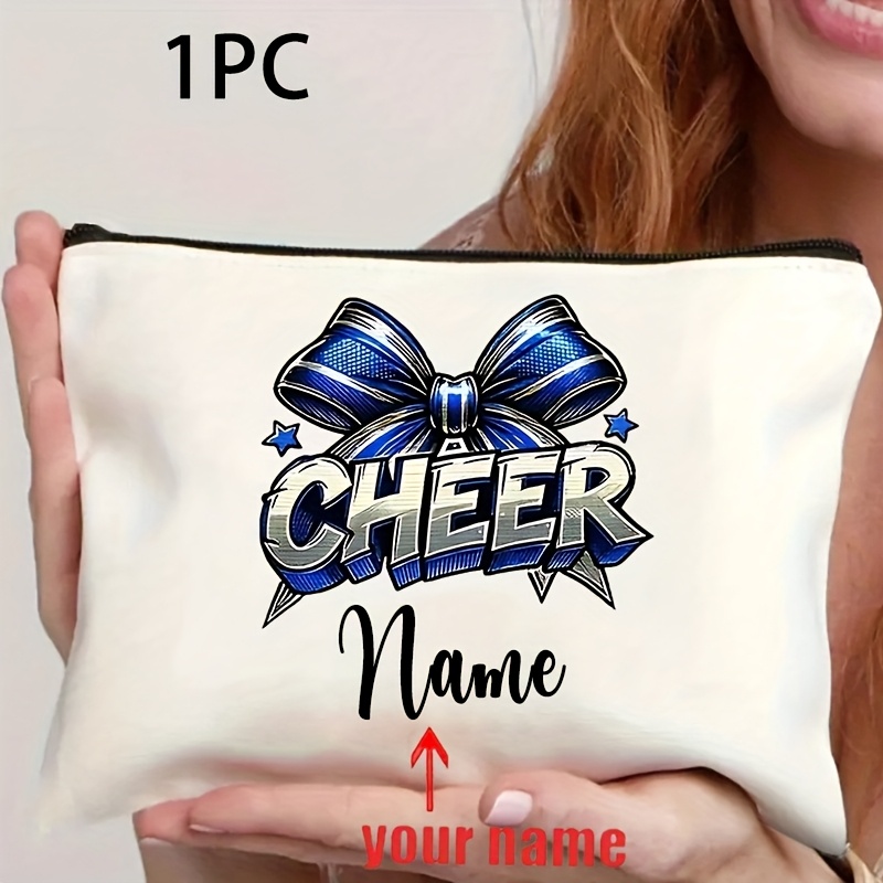 TEMU 1pc Personalized Cheerleader Pattern Makeup Bag, Travel Toilet Storage Bag, Party Gift Zipper Organizer, Cosmetic Pouch For Makeup Lightweight Case Custom Name Cheer Team Gift