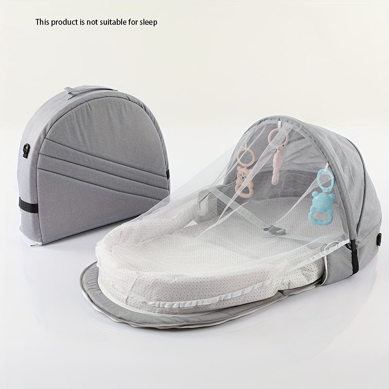  Cama de noche cuna cuna bebé 3 en 1 portátil de viaje cuna cuna bebé  cama con red transpirable y colchón, cama portátil ajustable para bebé, bebé  niña niño (gris) : Bebés