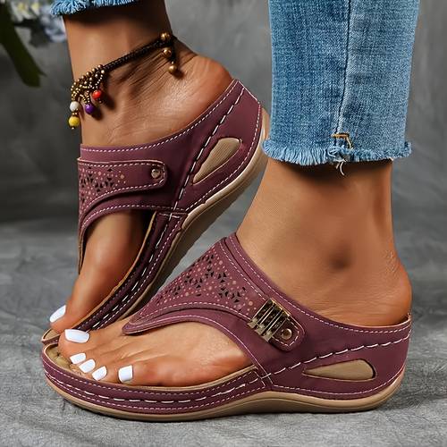 womens stylish wedge slide sandals black cover with perforated design arch support soft rubber sole adjustable hook and loop closure for casual outdoor wear open toe design durable footwear strappy sandals