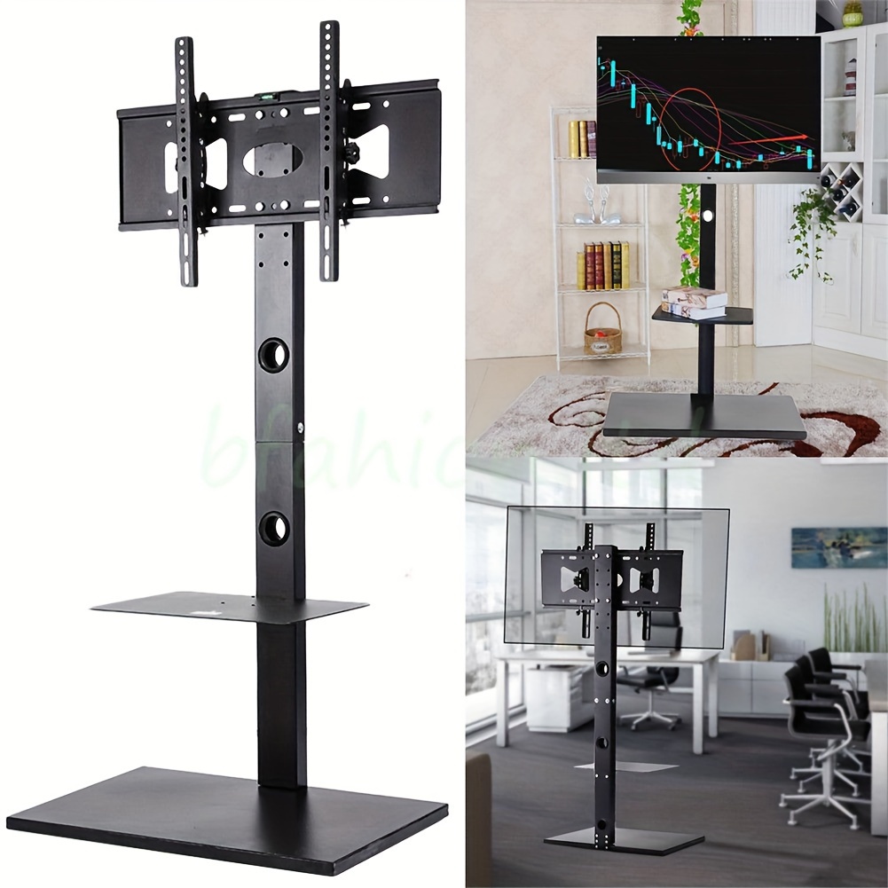 Temu 1 Pc Cantilever Steel Floor Tv Stand With 2 Shelves Bracket For 32-65 Inch Led Lcd Flat Screen Panel Tvs-image
