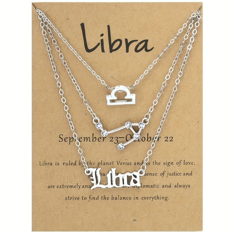 TEMU 3 piezas/juego de símbolos del zodíaco, collar con colgante de mapa de estrellas con retro, juego de collar de tarjetas del zodíaco