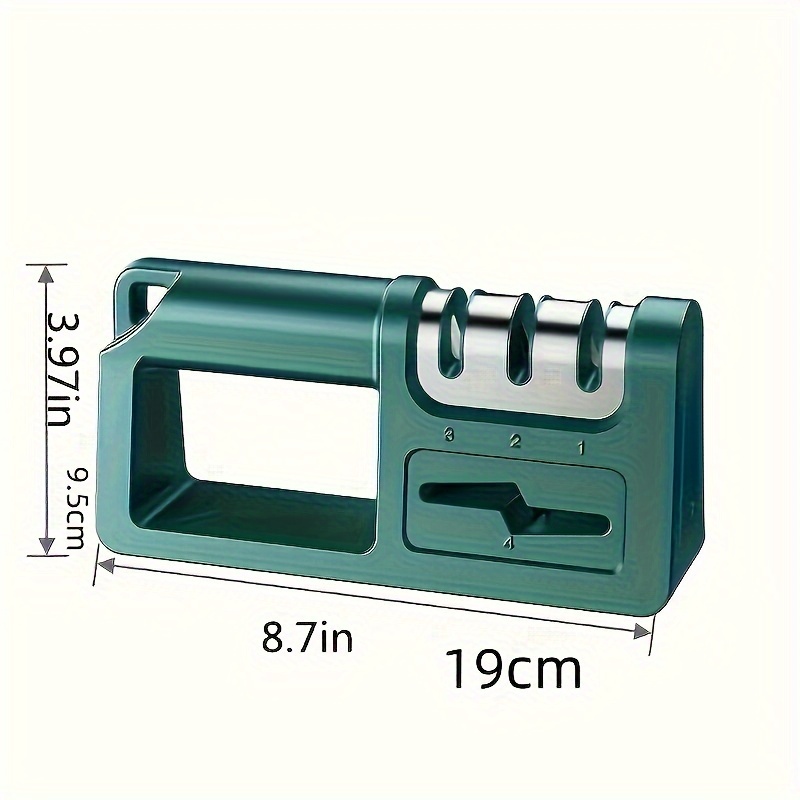 1pc 4-in-1 Diamond Knife Sharpener - Manual Manual Sharpener for Kitchen Knives & Scissors, Sturdy Metal Construction, No Electricity Needed, Quick & Easy Sharpening Tool for Home Use