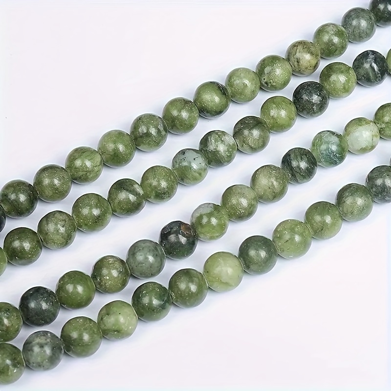 Youngbling Edelsteinperlen Aus Jade – 8 Mm, Grüne Blume, Rund & Poliert Für Schmuckherstellung