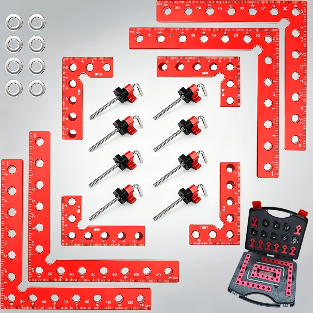 TEMU Full Set Of Woodworking Square Clamps (130cm/5.12in) With Tool Box - Heavy-duty Adjustable Angle Clamps, Suitable For Carpentry, Cabinet Making,