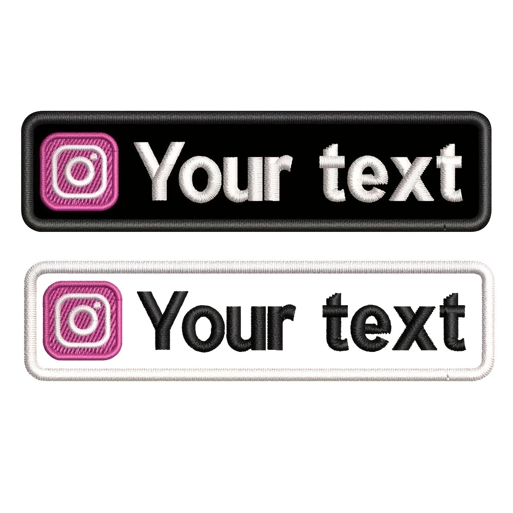 

Custom Embroidered Name Patch 1pc, Personalized Text Iron-on/sew-on Badge With Social Media Icon For Uniforms, Bags, Jackets -