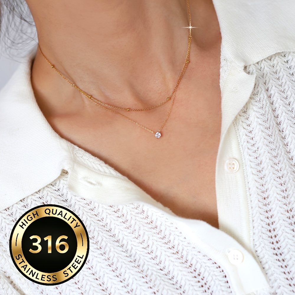 Exquisite Women's Double-Layer Zirconia Clavicle Chain Necklace
