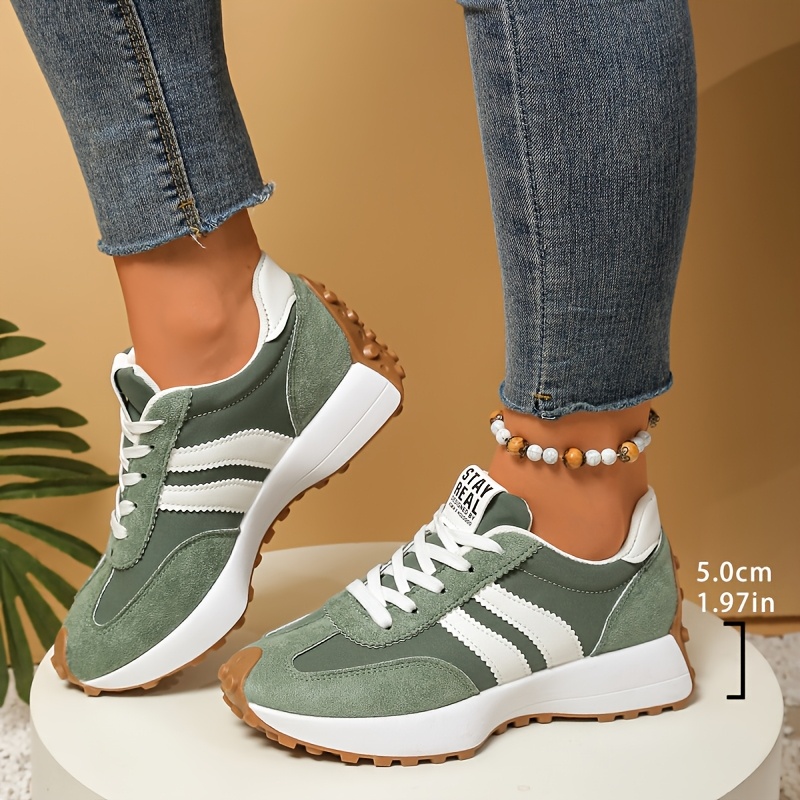 Image of Women's New Sneakers Fashion Thick-sole Height-increasing Retro Outdoor Daily Commuting Shopping Trendy Multi-colors Large Size Women's Sports Outdoor Road Running Shoes