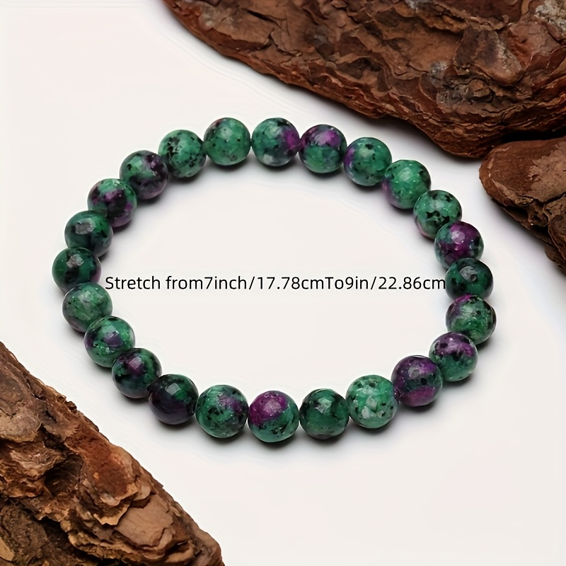 Unisex Natural Green Lace Bead Elastic Stress Bracelet