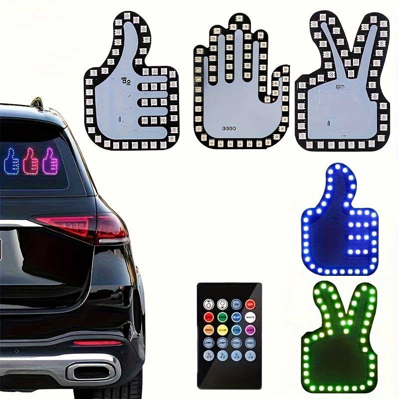 Finger Gesture Light With Remote 2023 New Finger Light Led Car Back Window  Sign Hand Funny Car Truck Car Accessories Decor For Men Women