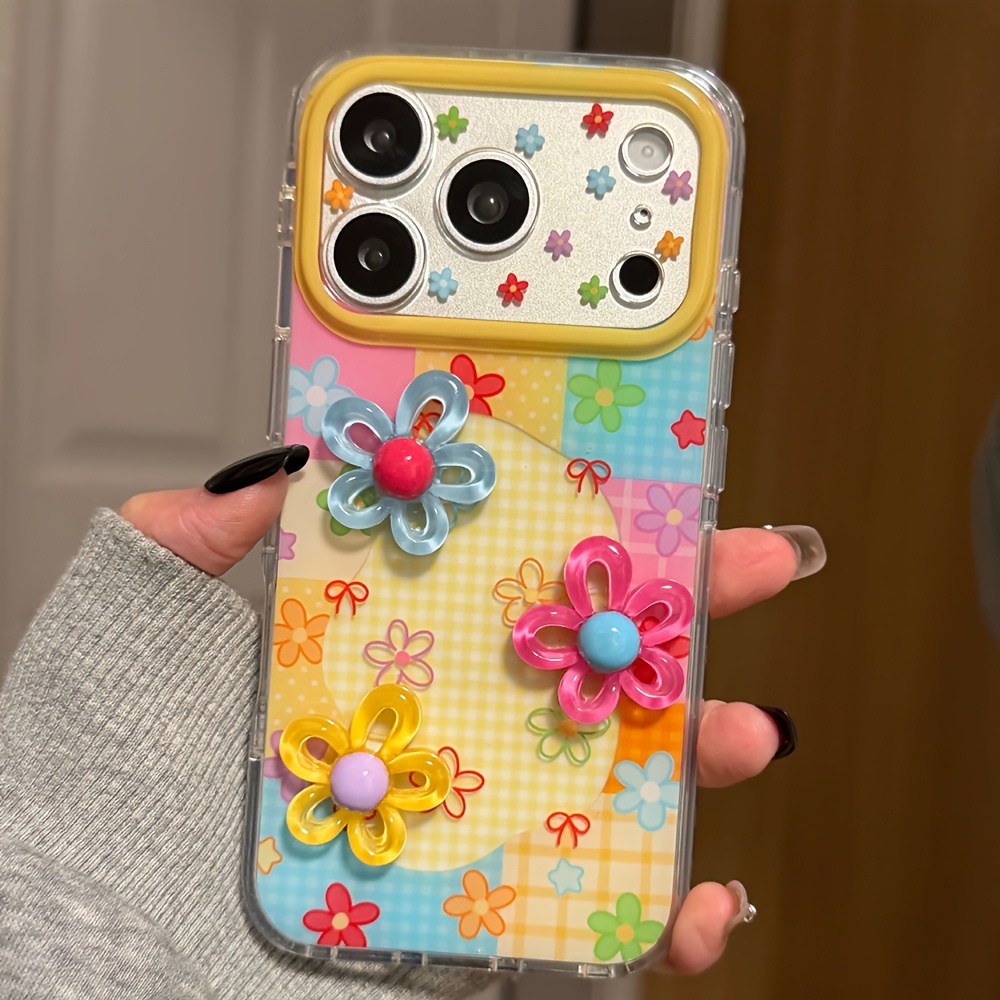 TEMU Coque de téléphone - Coque de téléphone : Coque de téléphone 3D Fleur Dopamine Couleurs Printemps, avec aléatoires, Convient pour Iphone 13, 14,