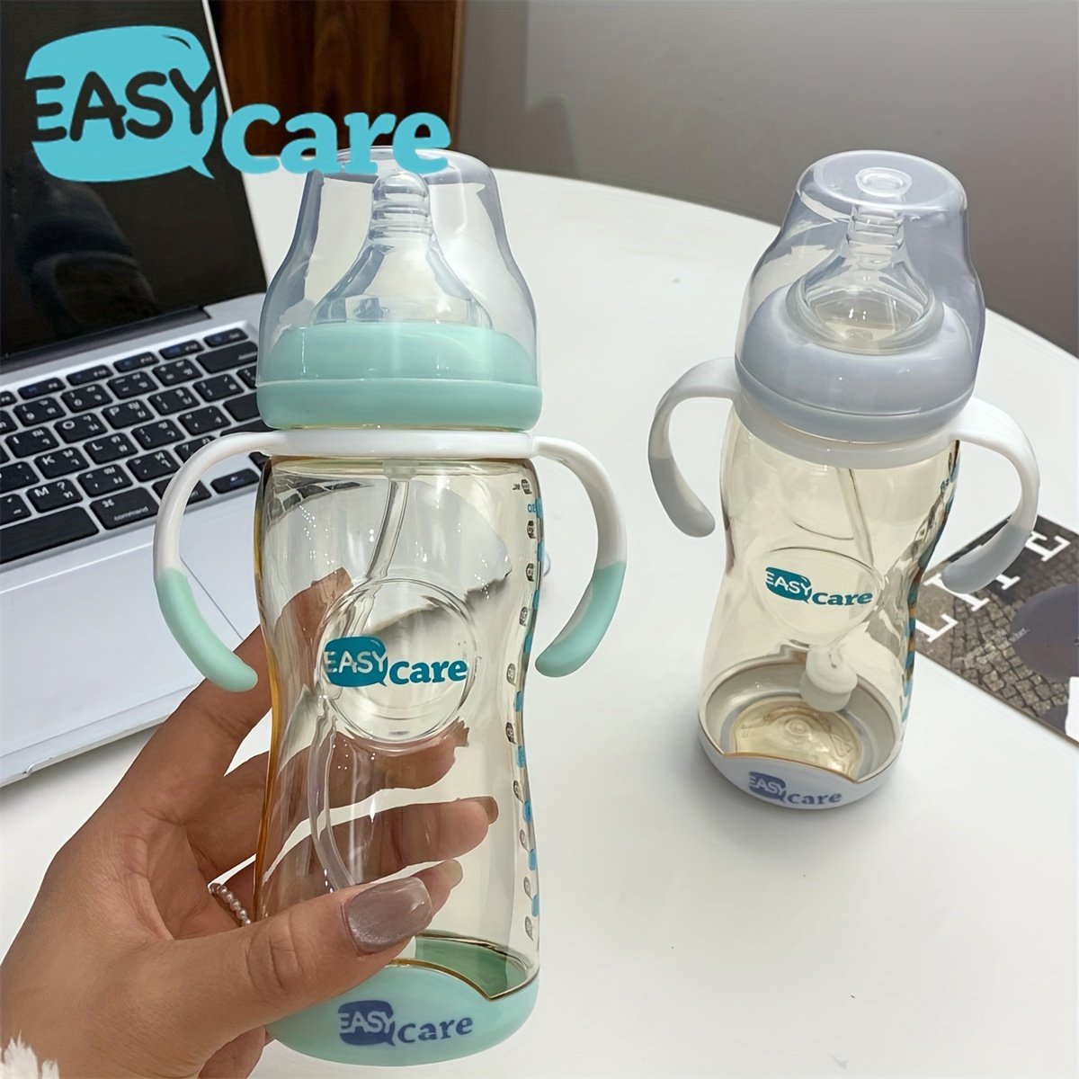 

2pcs Easycare Wide Neck Baby Bottle, 10.5oz/300ml With 12m+ , Ppsu Spill-proof Sippy Cup, Easy To Grip And Clean, Ideal For Baby Showers, Gender Reveals, Birthday Parties, Christmas, And Holiday Gifts