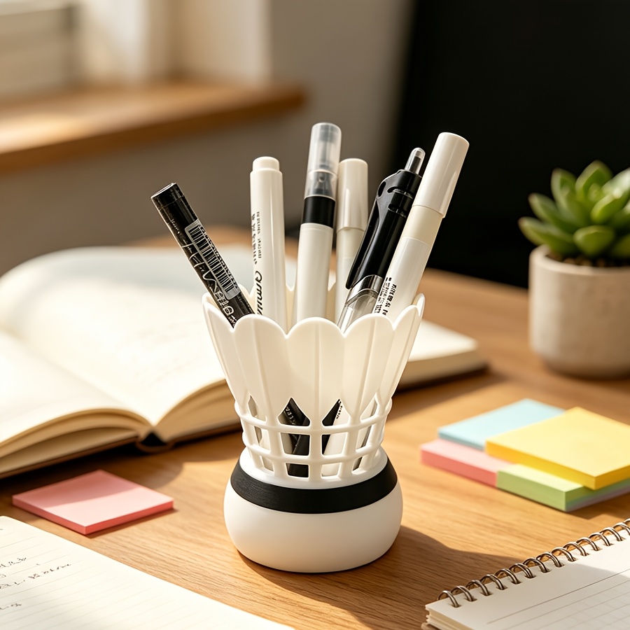 3D Printed Badminton Appearance Pen Holder Decorative Sculpture, Suitable for Office Study Use, Exquisite Craft Desktop Decoration And Storage, Ideal for Collection And Commemoration, Perfect Gift for Badminton Sports Element EnthusiastsOpen in new tab.