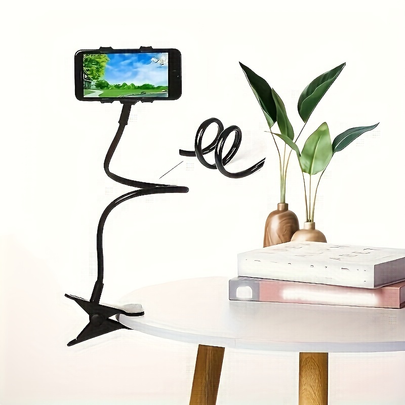 

Flexible Gooseneck Phone Holder Clamp – Waterproof Abs Material, Adjustable Lazy Bracket Stand For Bedside, Desk, Smartphone Mount With Secure Grip
