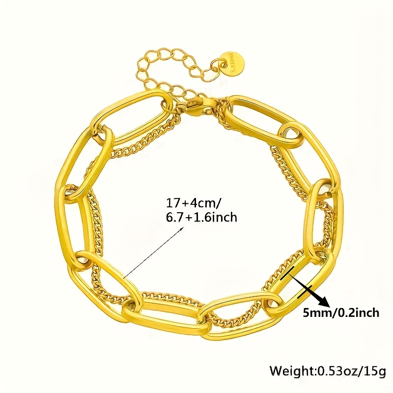 Double Layer Hip Hop Bracelet in Stainless Steel with Stylish Chain