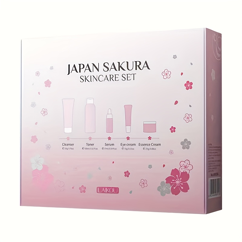 TEMU Laiko Sakura Skin Care 5pcs Skin Care Set Containing Cleanser Toner Face Cream Eye Cream Day And Night Moisturizer Containing Vitamin C TEMU Laiko Sakura Skin Care 5pcs Skin Care Set Containing Cleanser Toner Face Cream Eye Cream Day And Night Moisturizer Containing Vitamin C