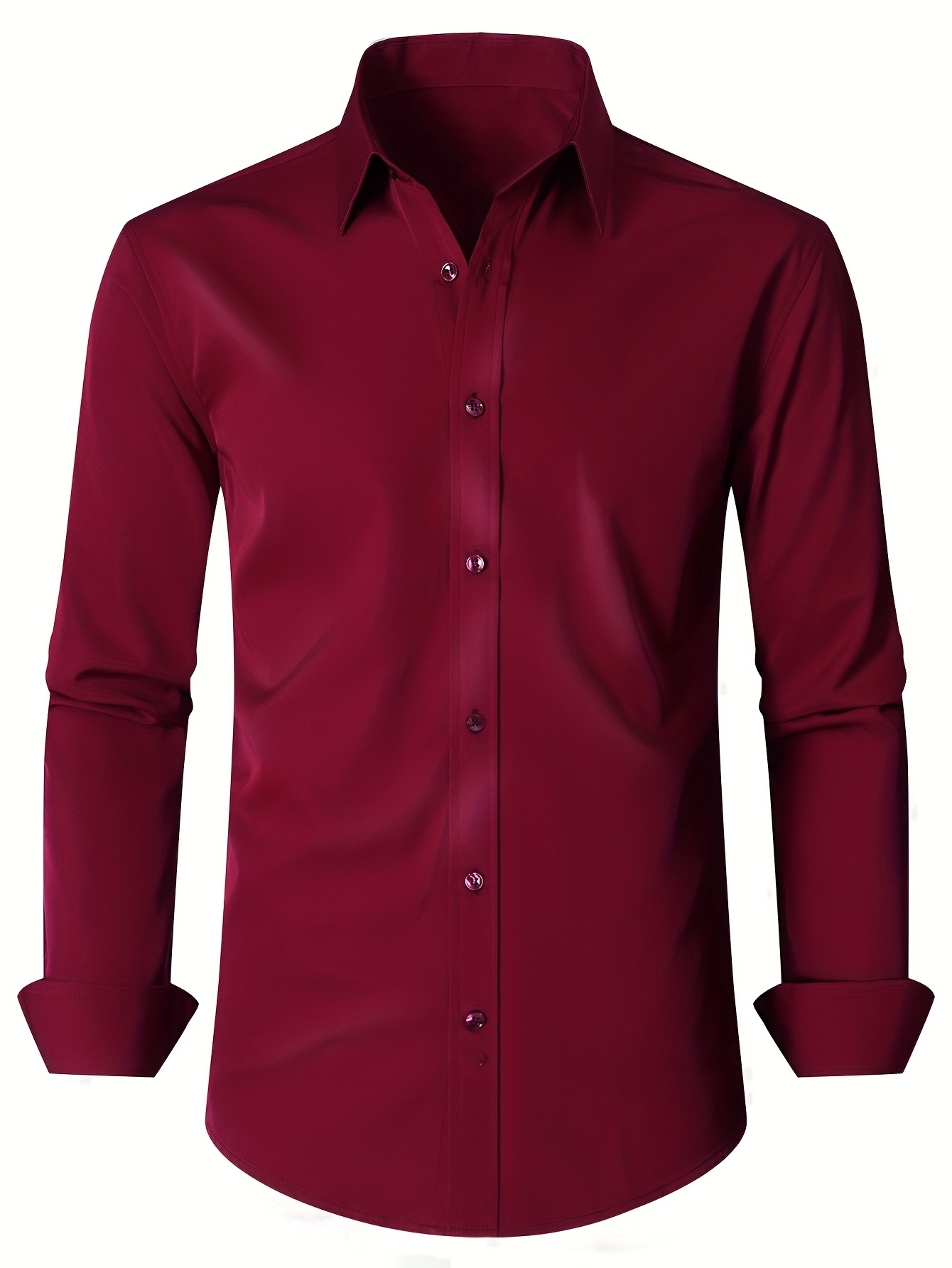 mens burgundy formal shirt solid color elastic wrinkle - Temu Nigeria