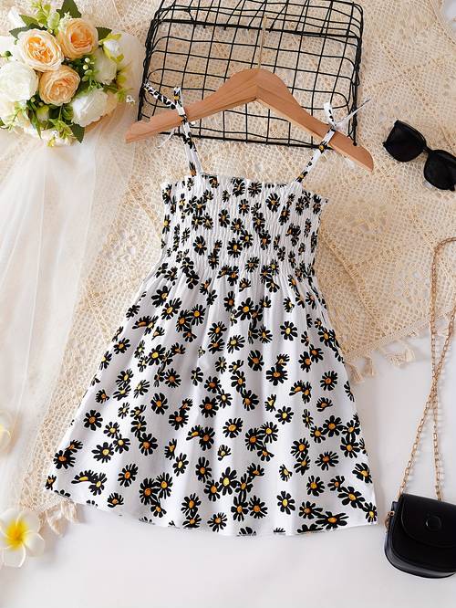 toddler beach tie suspender dress baby floral princess dress