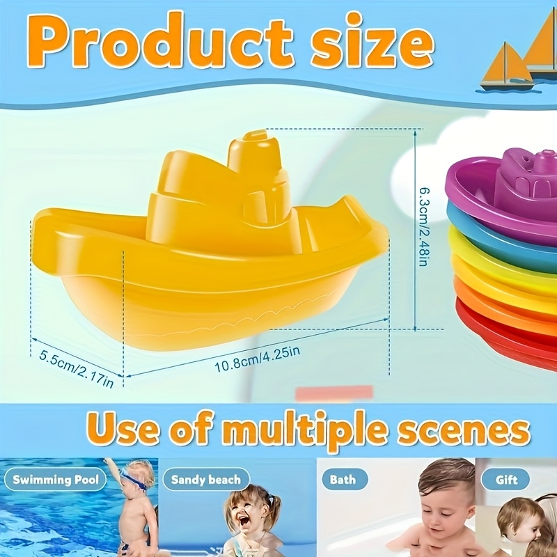 3/5pcs Colorful Rainbow Boats for Toddlers & Kids, Durable Plastic Water Toys for Bathtub, Pool & Beach – Fun Summer Play & Easter Gift Idea