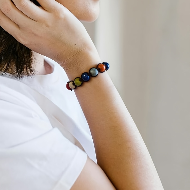 Adjustable Bracelet 10mm Ceramic Beads Multicolor Ethnic Unisex