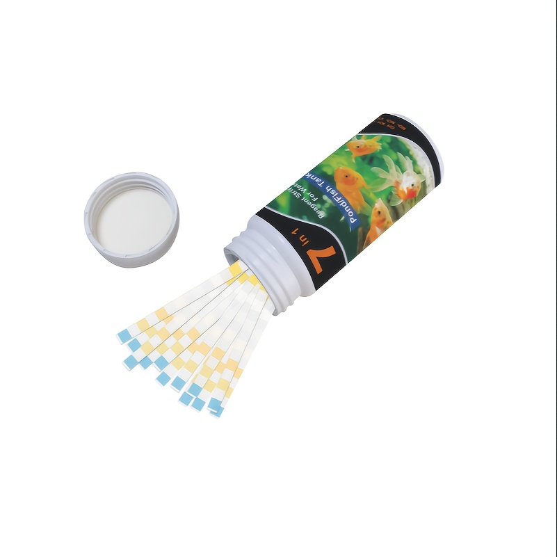 7 in 1 Fish Tank Water Quality Test Strips KH/PH/GH/TCL/CL2/NO/NO2 100 Strips/Tube