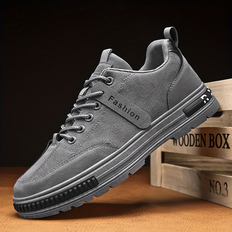 Men's Stylish Plus Size Solid Color Ankle Boots - Comfortable, Non-Slip Lace-Up Sneakers for Outdoor Activities & Casual Wear