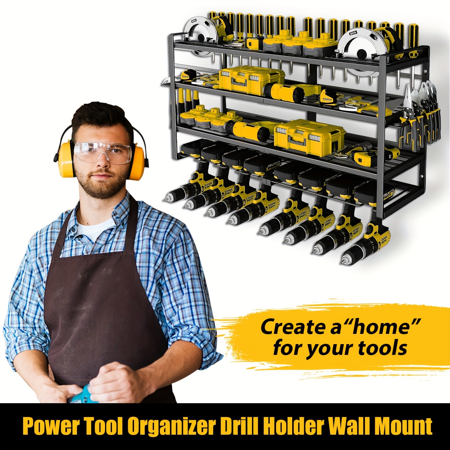 

Power Tool Organizer Drill Holder Wall Mount, Tool Storage Rack