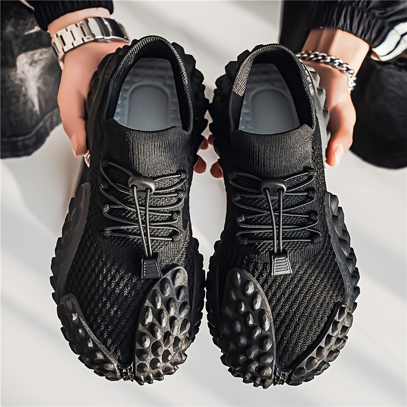 Men's Casual Sneakers, Unique Style, Easy-Care Knit, Material, Textured Waffle Outsole, Trendy and for Outings, Urban Roaming and Suburban Hiking