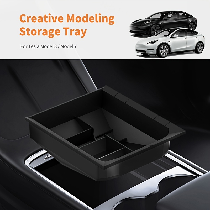 

For Tesla Model 3/y Console Organizer - Sleek Abs Storage Tray With Privacy Armrest Divider