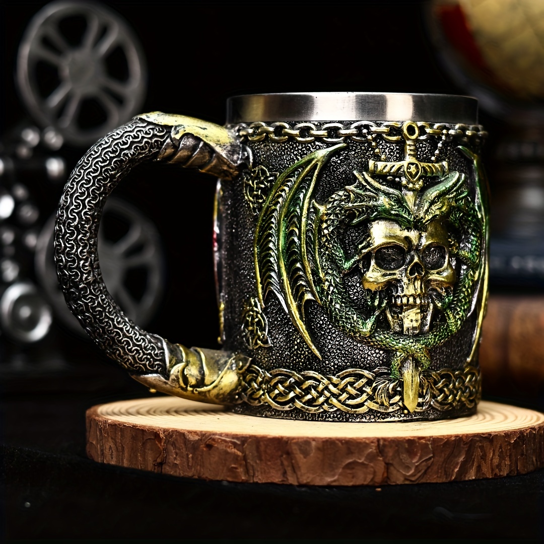 holiday ale   sword 3d beer mug stainless steel insulated coffee cup gothic skull design   halloween christmas gifts details 4