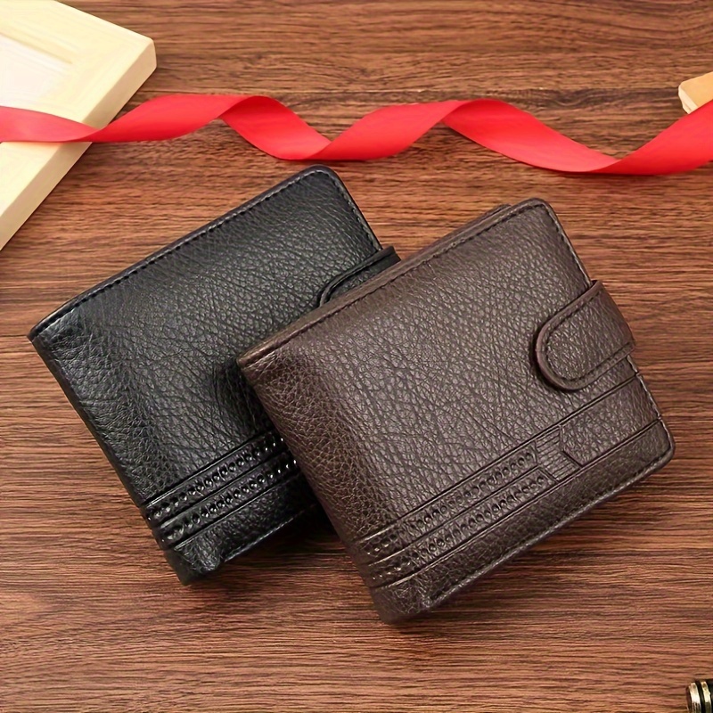 

1pc Men's Wallet Pu Leather Short Zipper Buckle Wallet