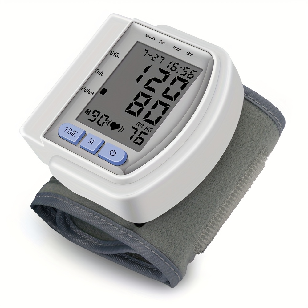   kun automatic wrist blood pressure monitor digital sphygmomanometer with large lcd display adjustable strap battery powered easy to read heart rate and memory storage features no   Product details 1