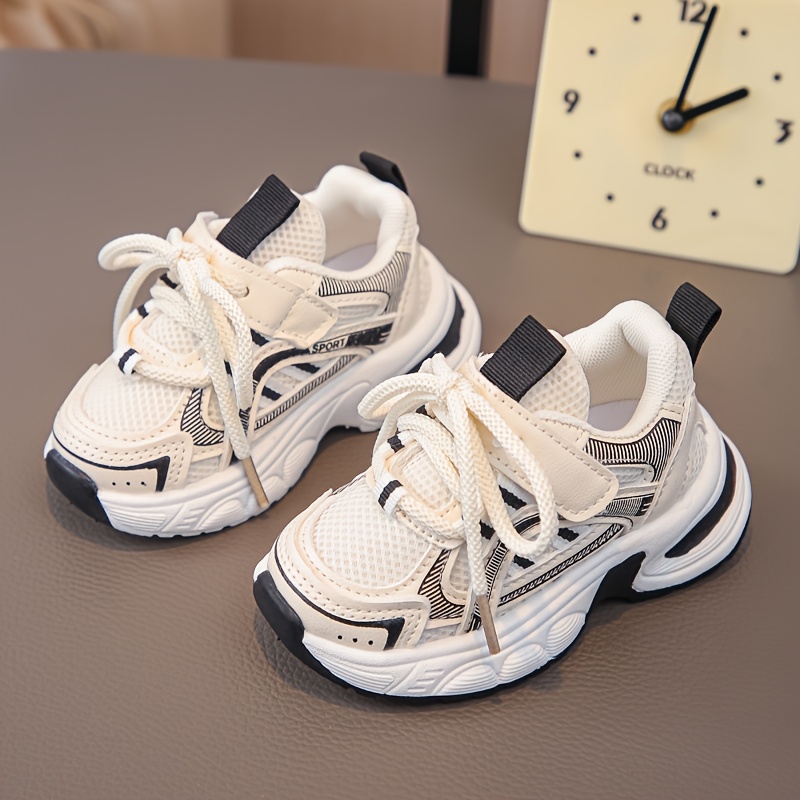 Girls' Lightweight Athletic Shoes, Low--absorbing Eva Sole, -on Closure, Casual Campus Playwear, Leisure Shoes For Kids, Fashion Striped Lining Breathable Material