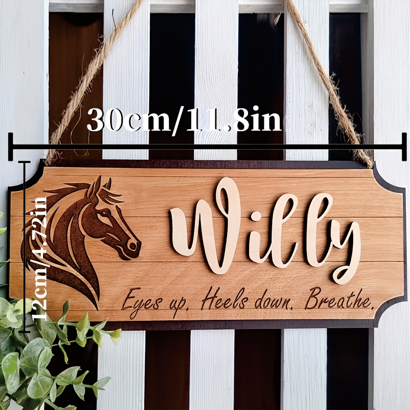 TEMU 2d Flat - Custom Wooden Stable Nameplate - A Wall Decoration Featuring An Engraved Design, Perfect Doors And Entrances, An Ideal Gift For Horse