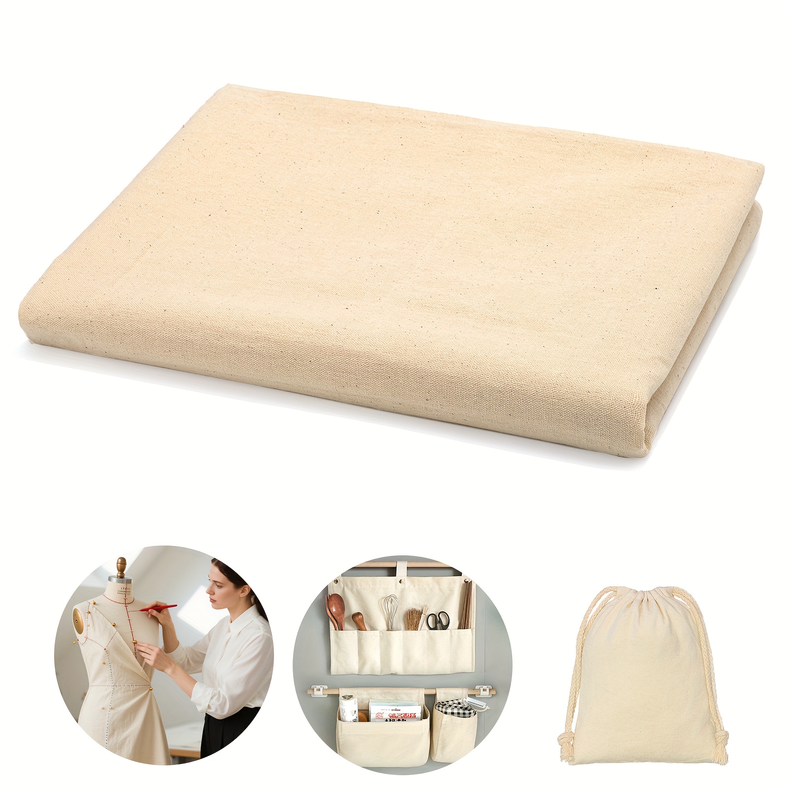 TEMU 1pc Roll Of Heavy-duty Muslin Fabric Suitable For Quilting, Draping, Backdrops & Embroidery - Pre-cut Solid Color Textile Material For Crafting,