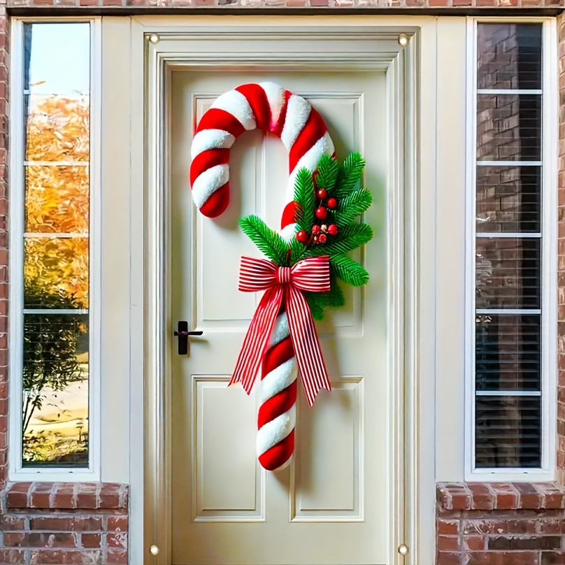 

2d Door Banner 1pc 2d Door Banner, Christmas Candy Cane Banner - Polyester Multipurpose Holiday Decoration For Indoor & Outdoor Use, No Electricity Needed, Home Decor For Christmas, Party Banner