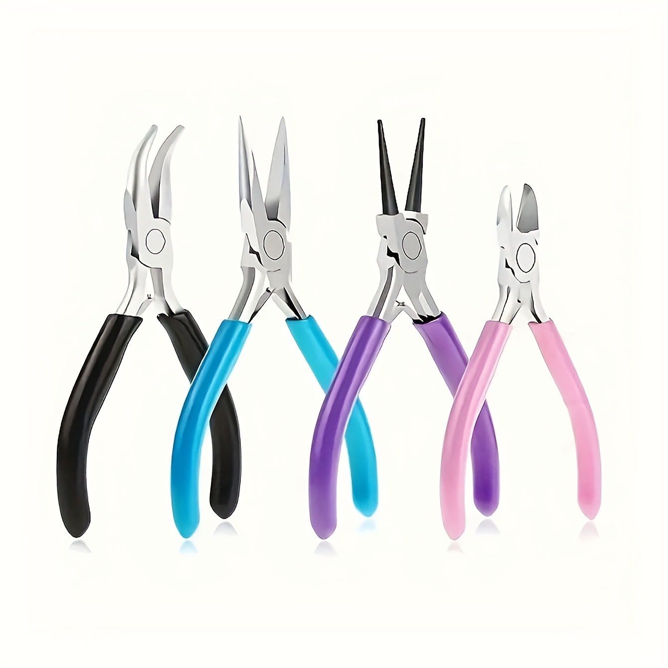 

4-piece Jewelry Making Pliers Set - Needle Nose, Round Nose, Wire Cutter, Curved Nose - Beading Repair Tools For Crafting, Wire Wrapping & Diy Jewelry Repair